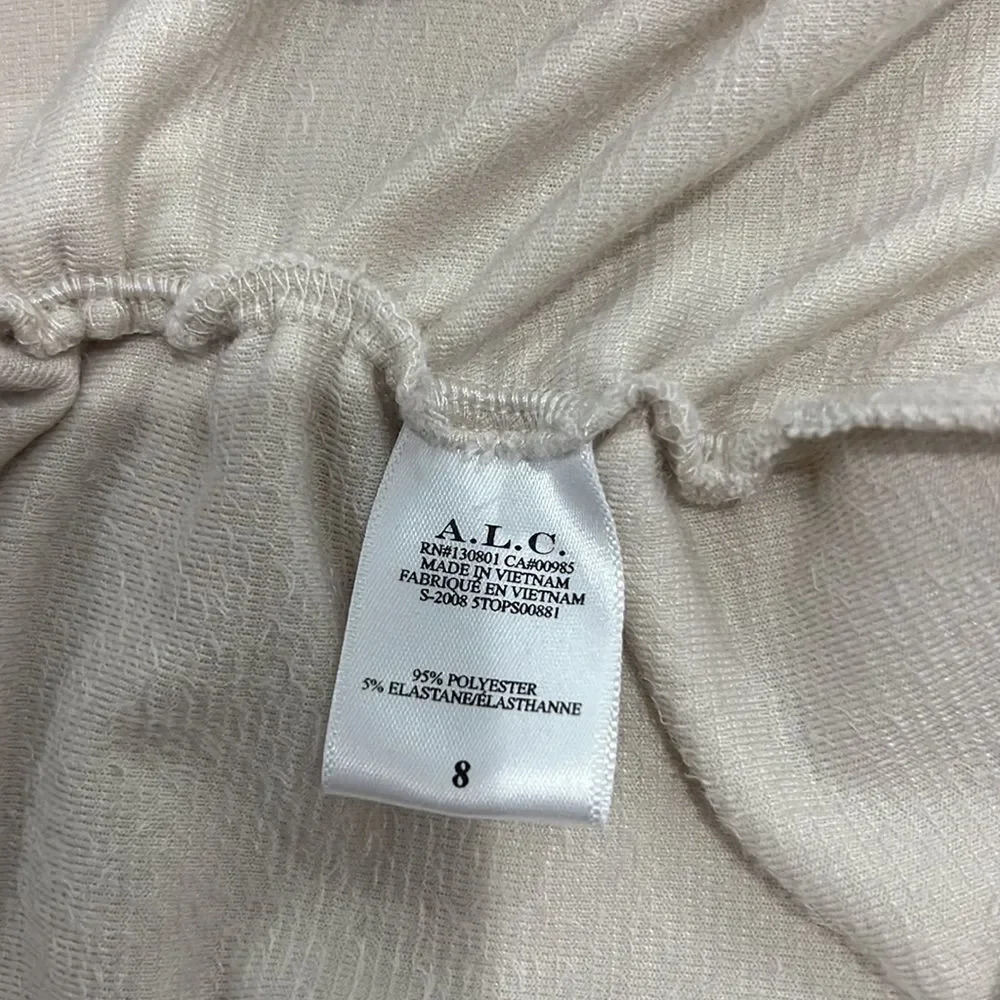 A.C.L Ivory Rice Joss Mock Neck Long Sleeve Velvet Top size 8 - Picture 9 of 11